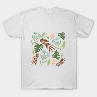 Leaf and Flower Pattern T-Shirt